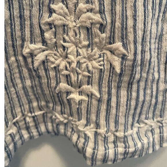 Lauren Ralph Lauren Striped Embroidered Peasant Blouse size Large - Picture 7 of 8